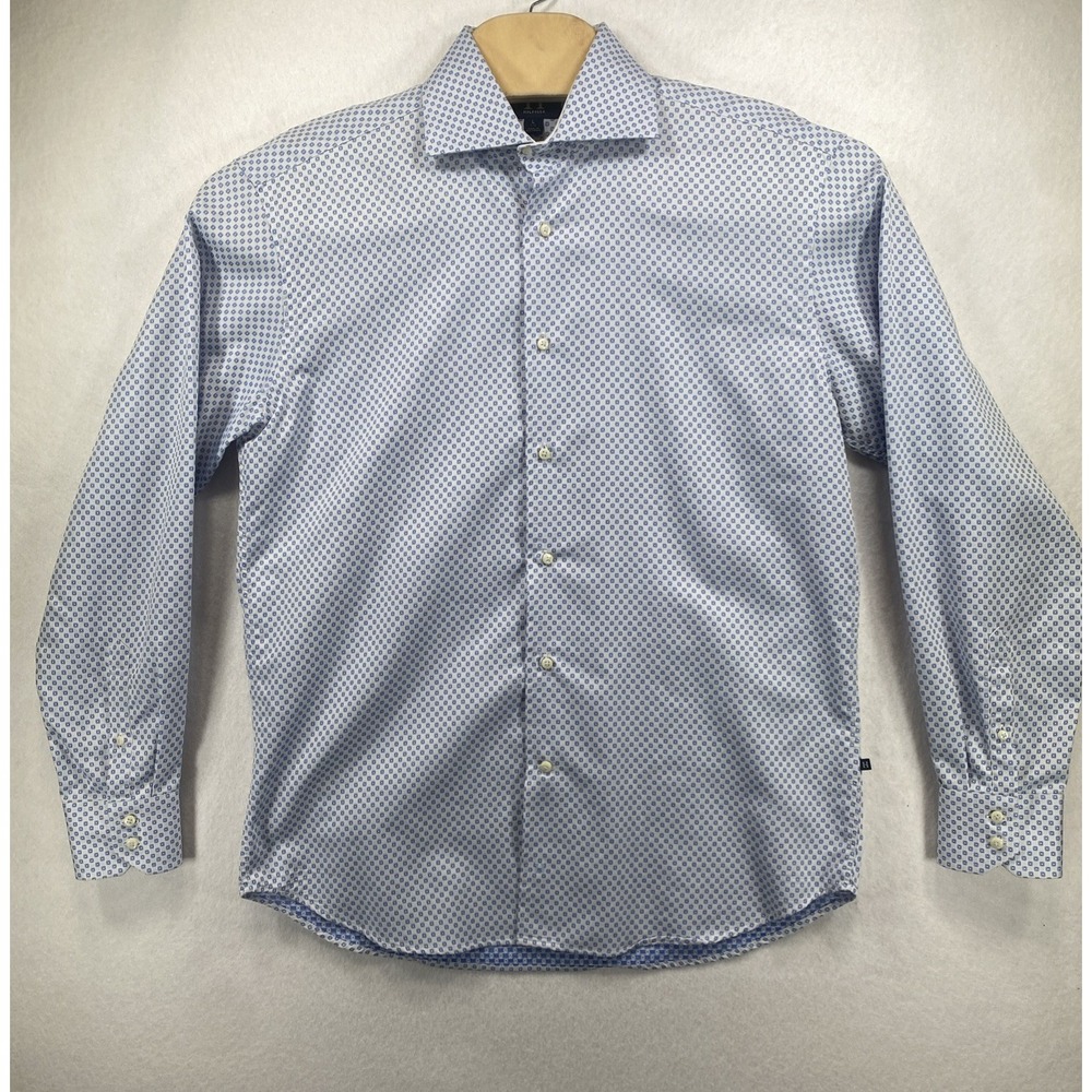 Vintage Hilfiger Cotonificio Albini Button-Up Shirt Blue Geometric Large C75
